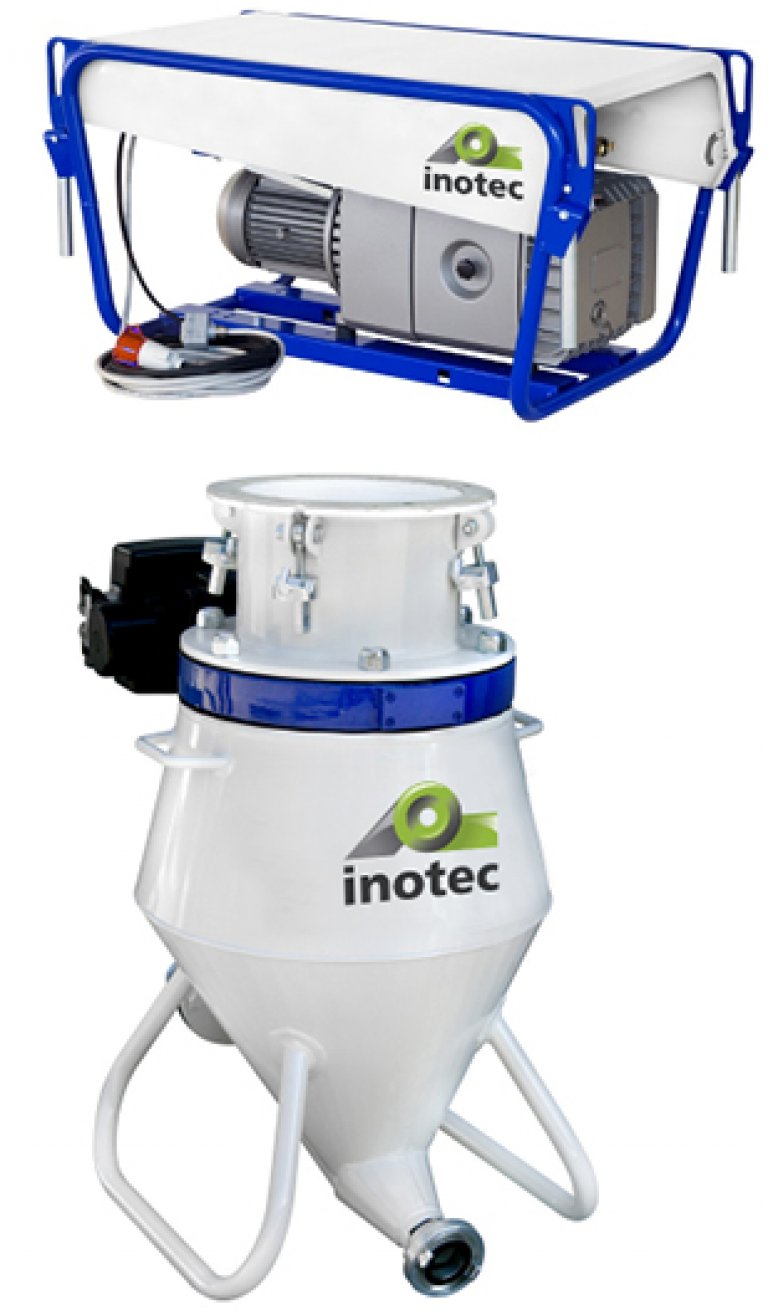 Mobile delivery system for inoTRANS FF 140 free-fall silos in corrosion-resistant design (galvanized & powder-coated)