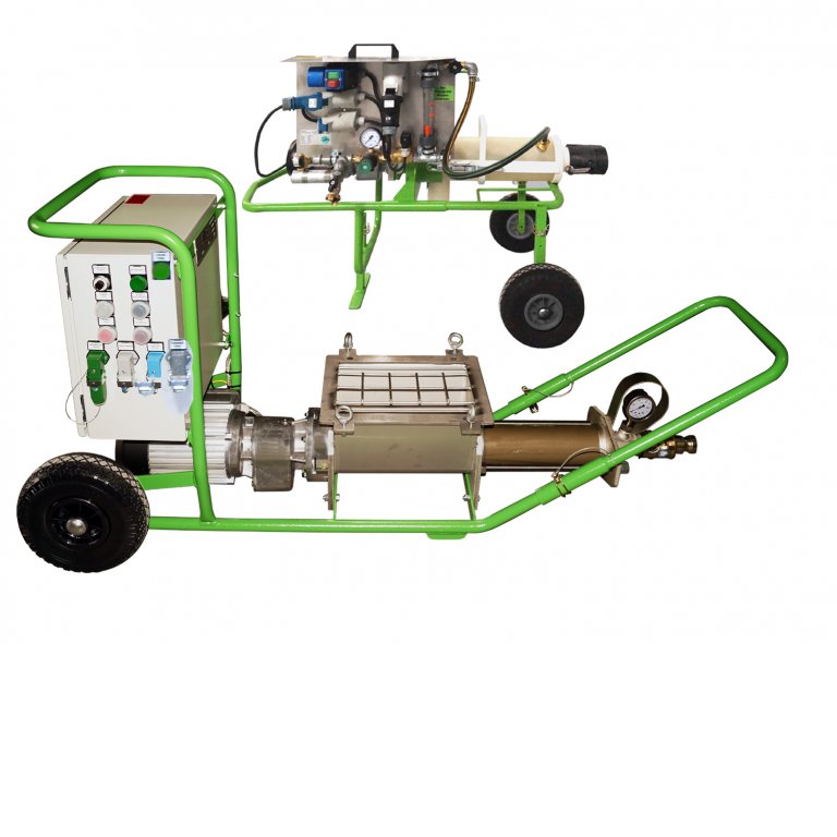 Powdery materials: OWC in combination with a continuous mixer and a delivery pump